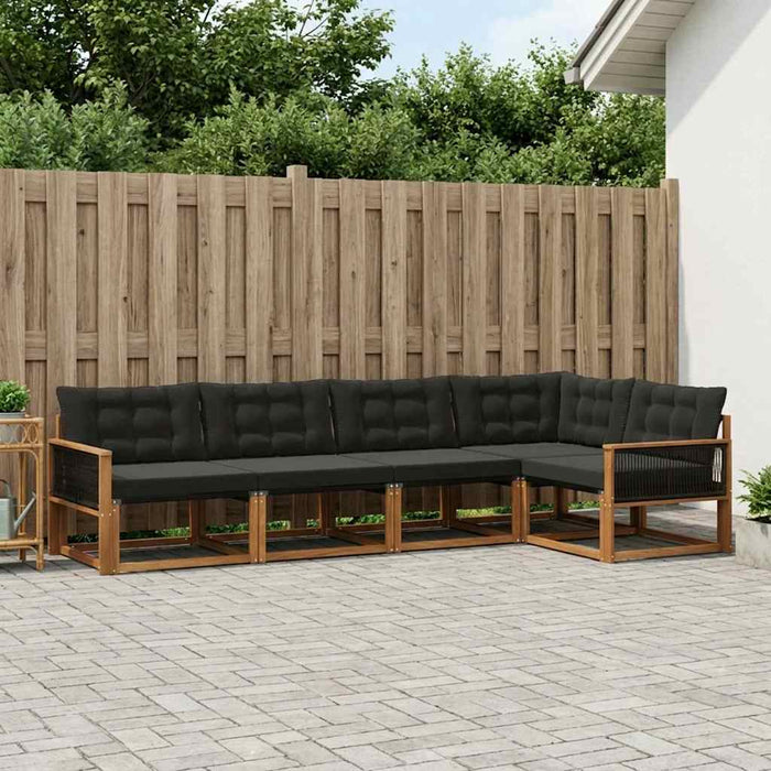 Set de canapele de exterior cu pernă 5 pcs Natural și Negru WALTI
