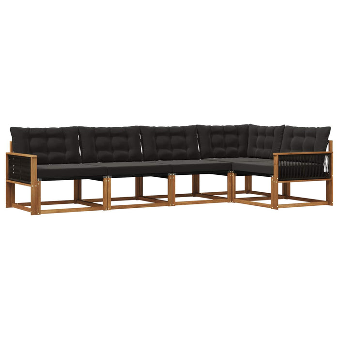 Set de canapele de exterior cu pernă 5 pcs Natural și Negru WALTI
