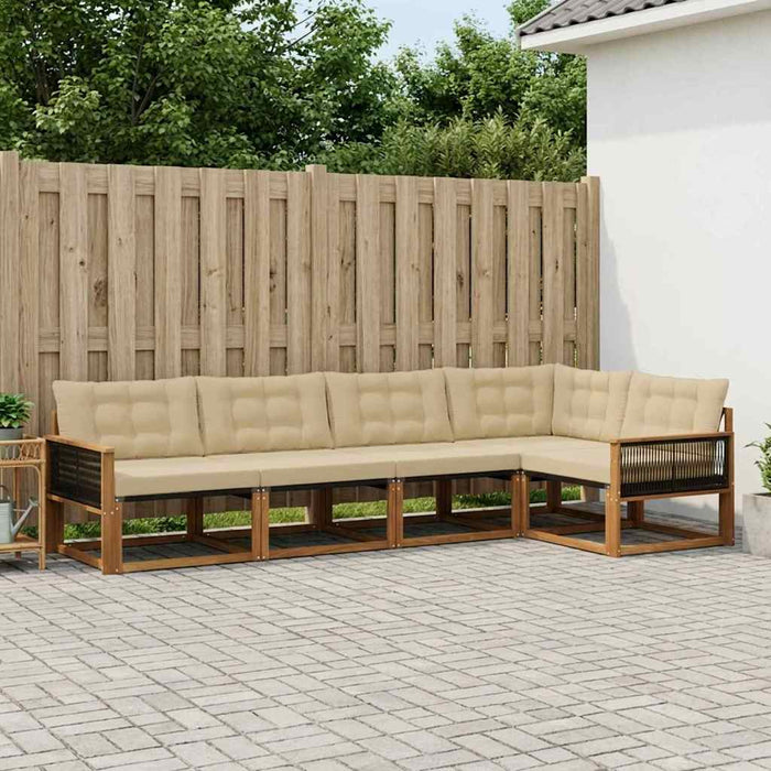 Set de canapele de exterior cu pernă 5 pcs Natural și Bej WALTI