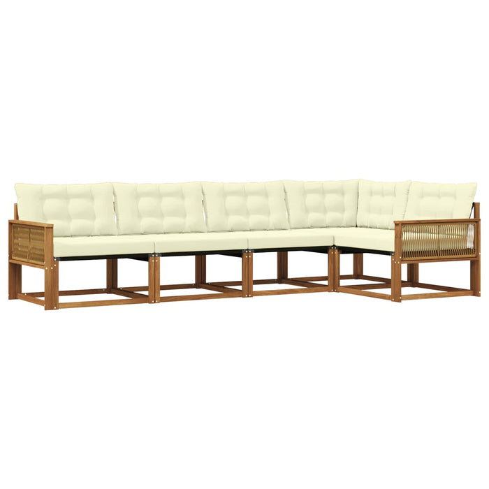 Set de canapele de exterior cu pernă 5 pcs Natural și Crem WALTI