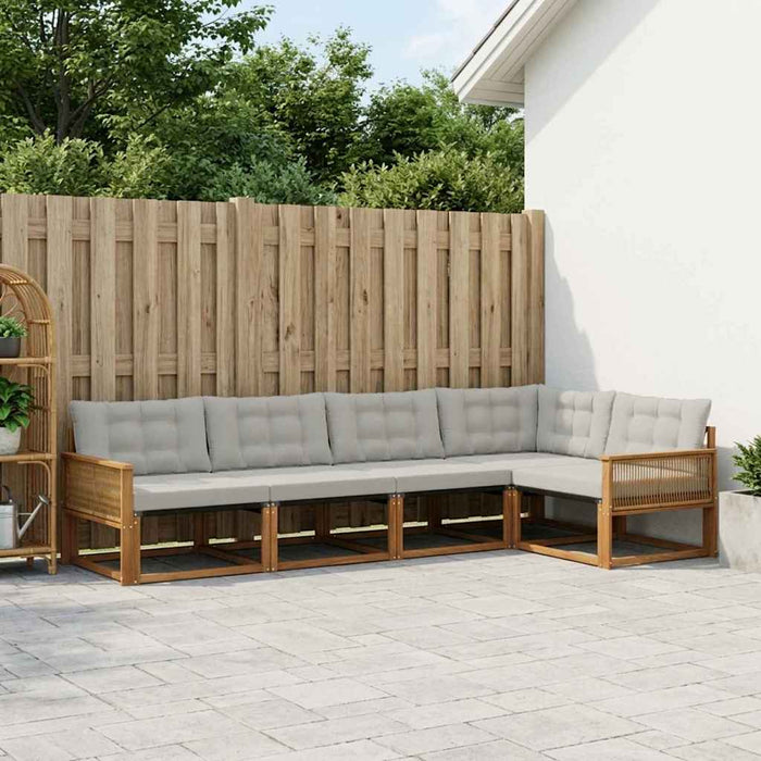Set de canapele de exterior 5 pcs Natural și gri deschis WALTI