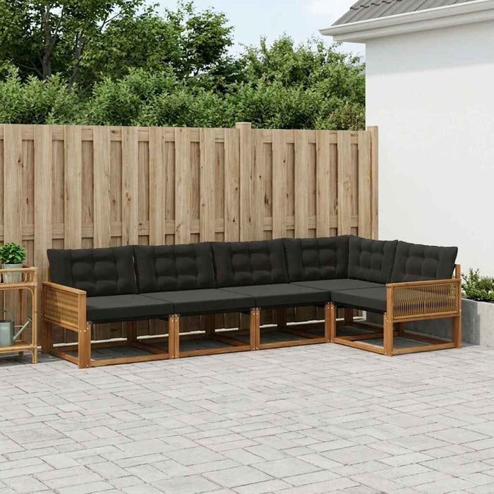 Set de canapele de exterior cu pernă 5 pcs Natural și Negru WALTI