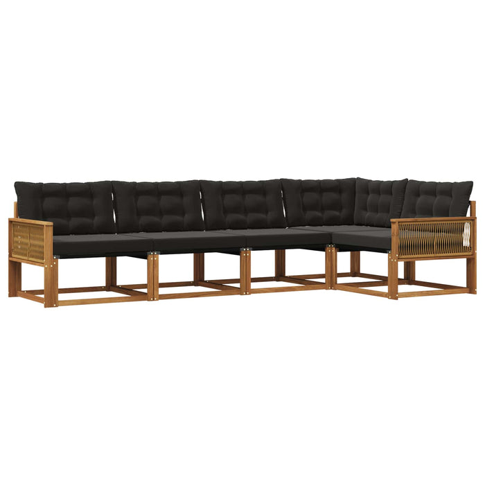 Set de canapele de exterior cu pernă 5 pcs Natural și Negru WALTI