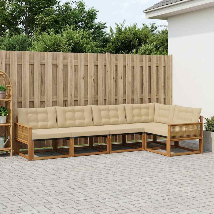 Set de canapele de exterior cu pernă 5 pcs Natural și Bej WALTI