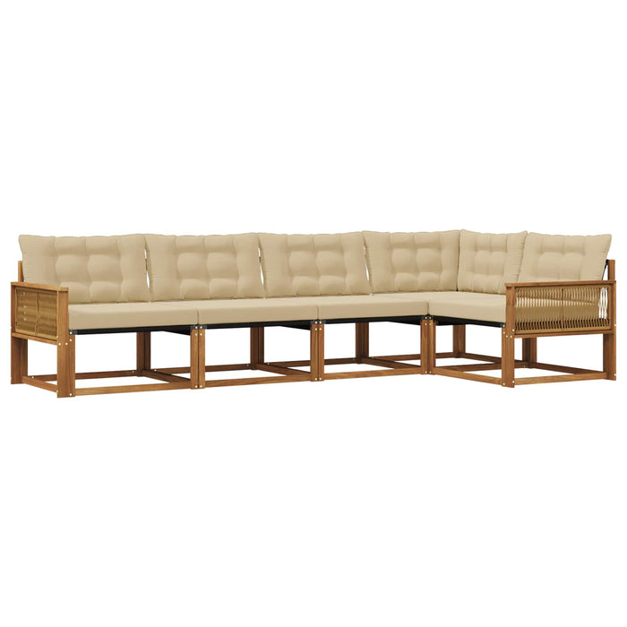 Set de canapele de exterior cu pernă 5 pcs Natural și Bej WALTI