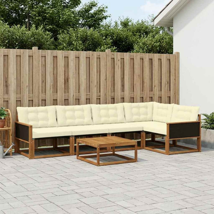 Set de canapele de exterior cu pernă 6 pcs Natural și Crem WALTI