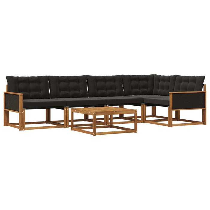 Set de canapele de exterior cu pernă 6 pcs Natural și Negru WALTI