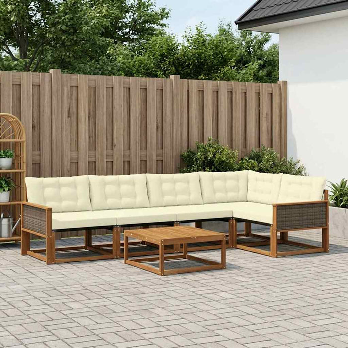 Set de canapele de exterior cu pernă 6 pcs Natural și Crem WALTI