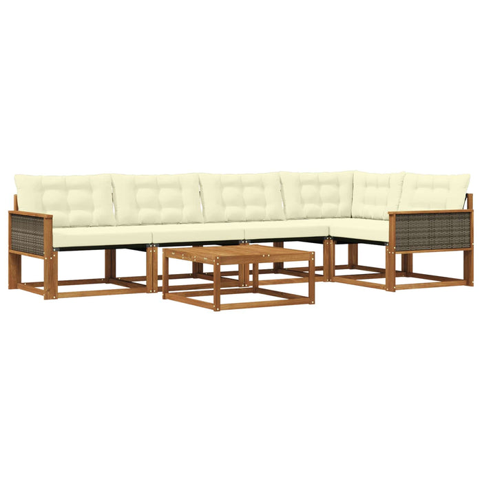 Set de canapele de exterior cu pernă 6 pcs Natural și Crem WALTI