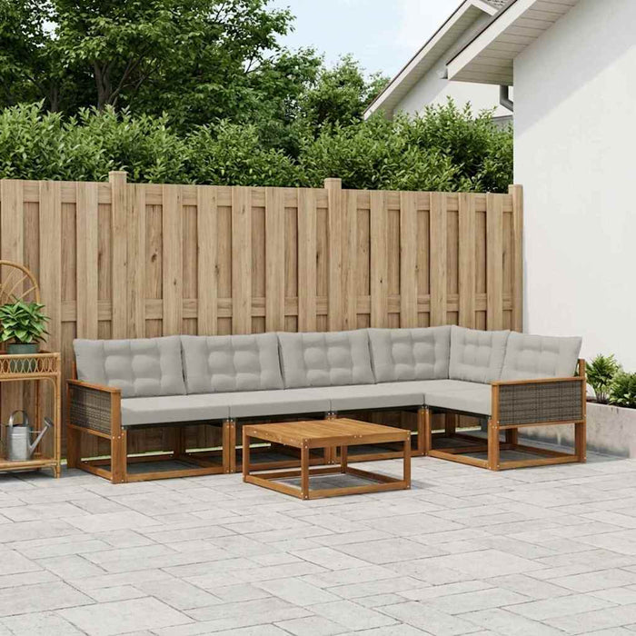 Set de canapele de exterior 6 pcs Natural și gri deschis WALTI