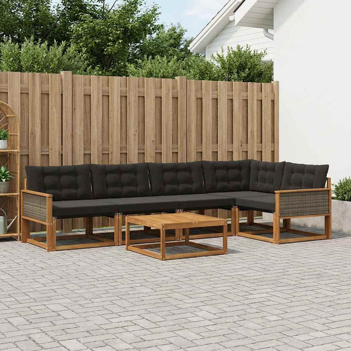 Set de canapele de exterior cu pernă 6 pcs Natural și Negru WALTI