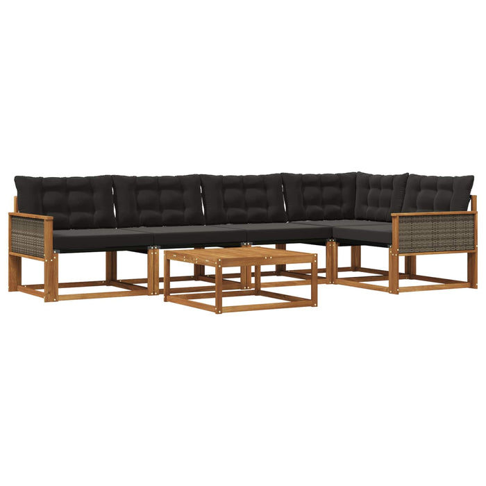 Set de canapele de exterior cu pernă 6 pcs Natural și Negru WALTI