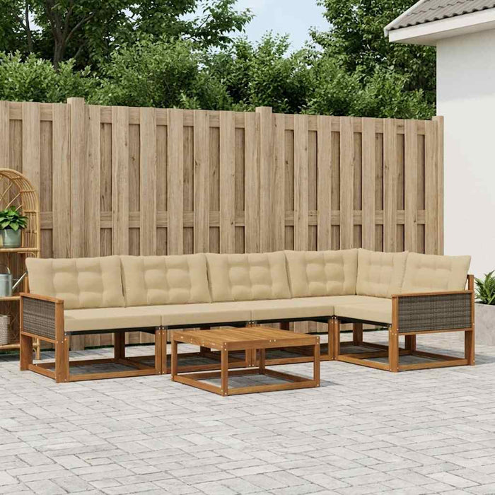 Set de canapele de exterior cu pernă 6 pcs Natural și Bej WALTI