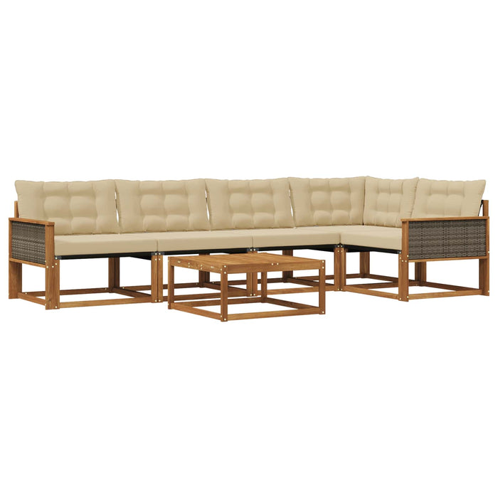 Set de canapele de exterior cu pernă 6 pcs Natural și Bej WALTI