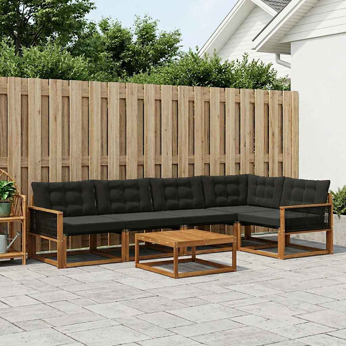 Set de canapele de exterior cu pernă 6 pcs Natural și Negru WALTI