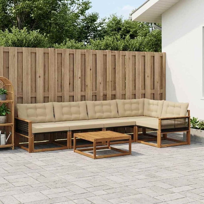 Set de canapele de exterior cu pernă 6 pcs Natural și Bej WALTI