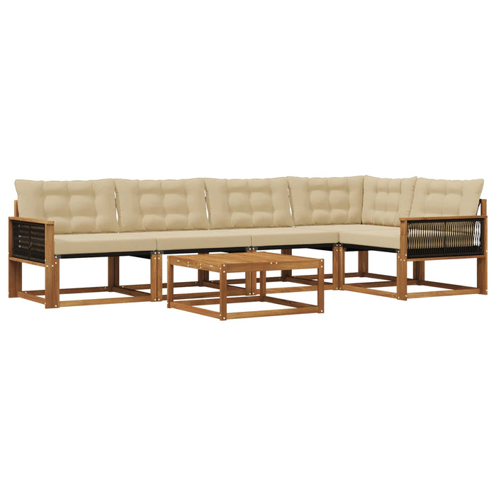 Set de canapele de exterior cu pernă 6 pcs Natural și Bej WALTI