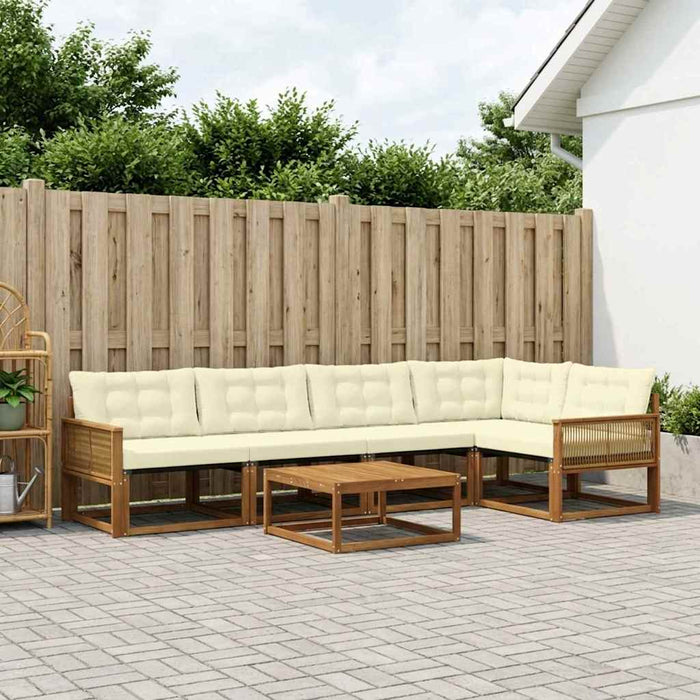 Set de canapele de exterior cu pernă 6 pcs Natural și Crem WALTI