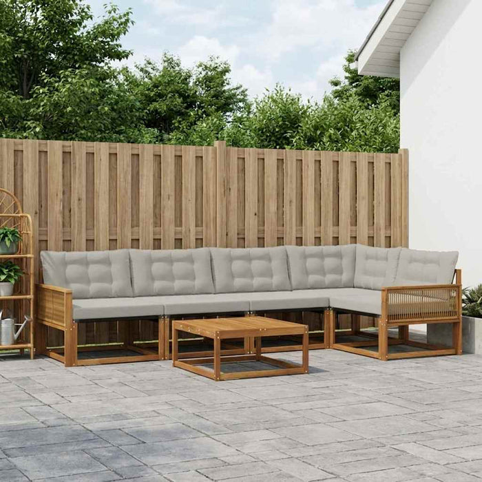 Set de canapele de exterior 6 pcs Natural și gri deschis WALTI