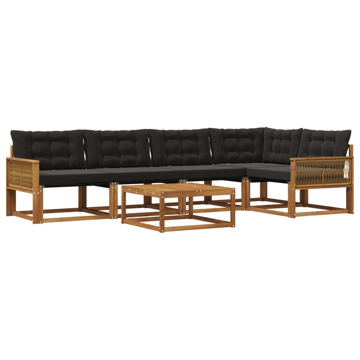 Set de canapele de exterior cu pernă 6 pcs Natural și Negru WALTI