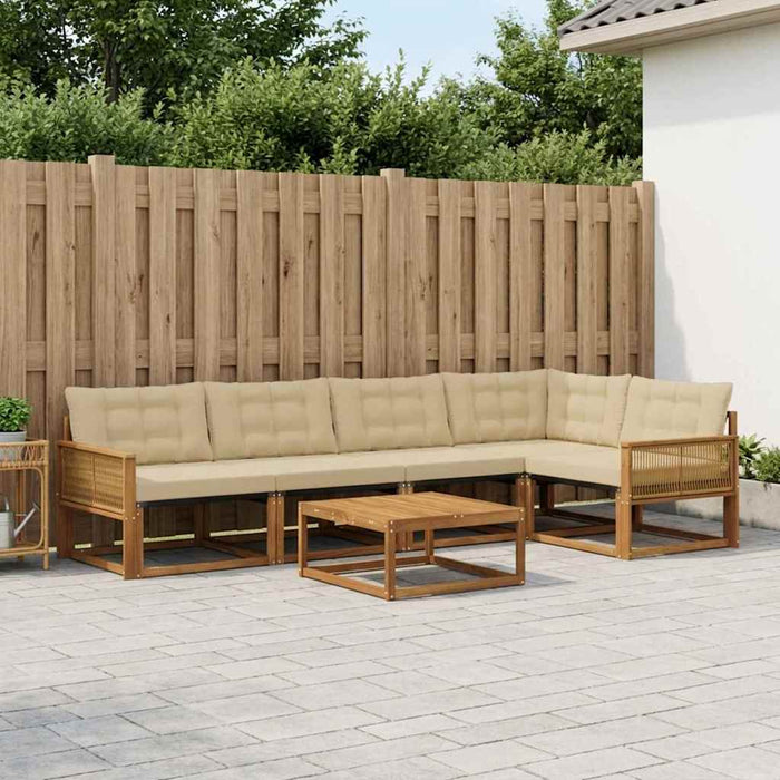 Set de canapele de exterior cu pernă 6 pcs Natural și Bej WALTI