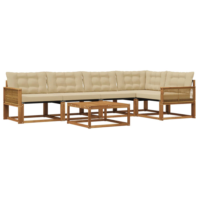 Set de canapele de exterior cu pernă 6 pcs Natural și Bej WALTI