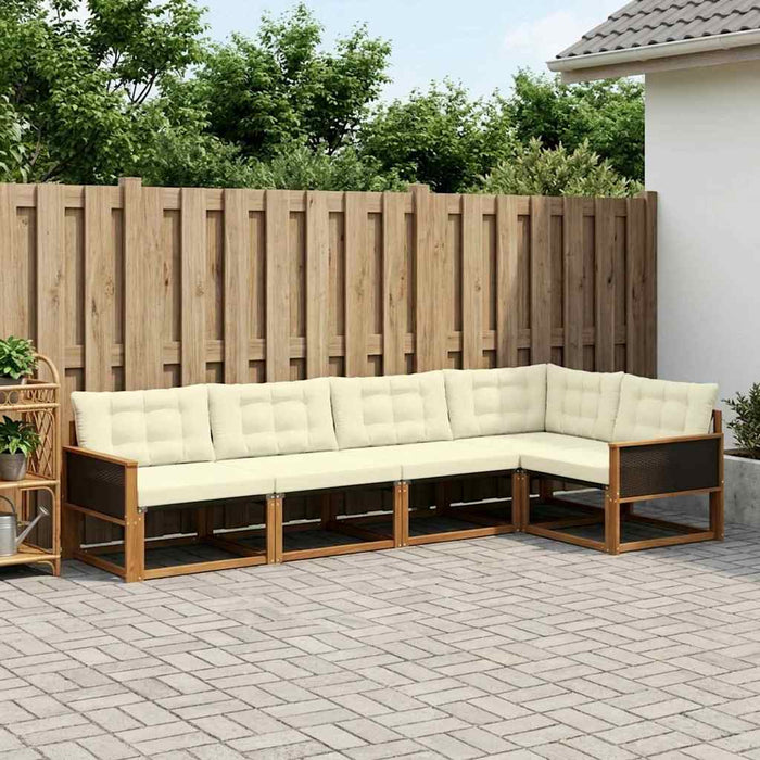 Set de canapele de exterior cu pernă 6 pcs Natural și Crem WALTI