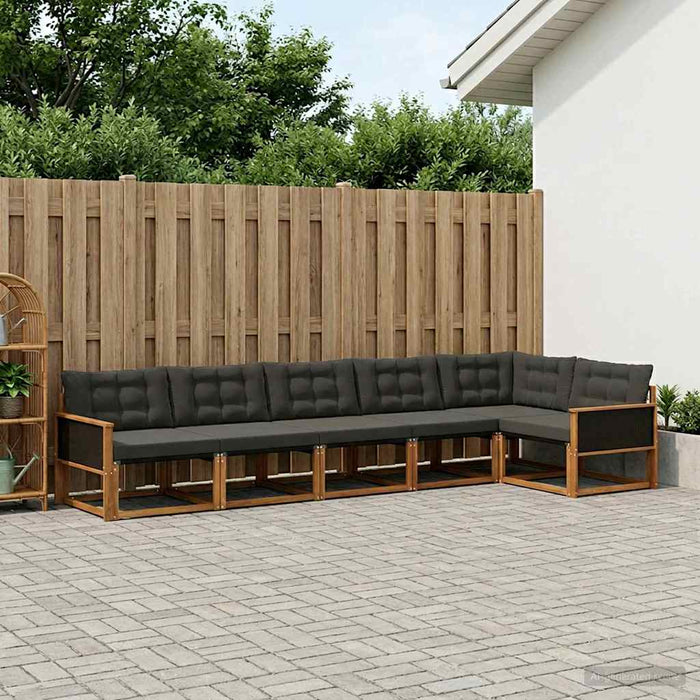 Set de canapele de exterior cu pernă 6 pcs Natural și Negru WALTI