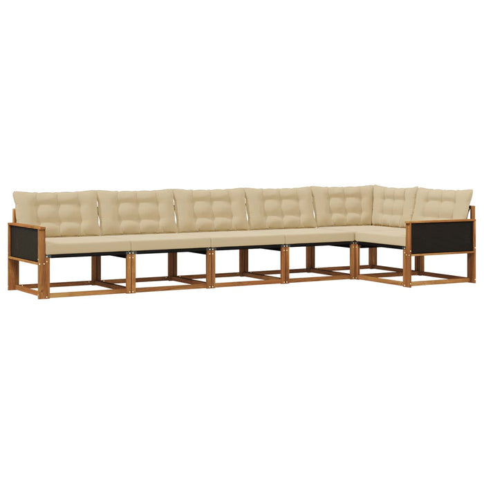 Set de canapele de exterior cu pernă 6 pcs Natural și Bej WALTI