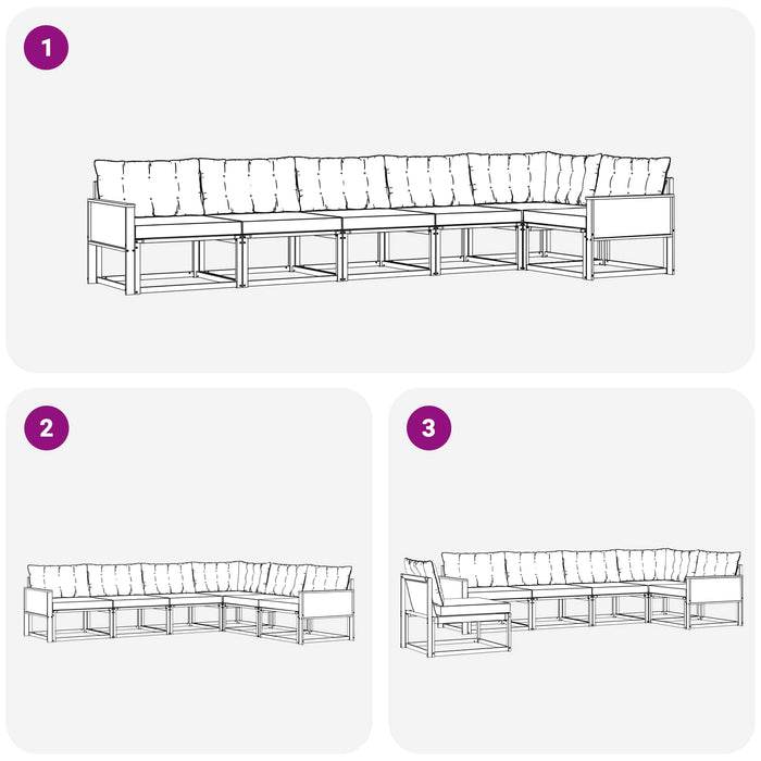 Set de canapele de exterior cu pernă 6 pcs Natural și Bej WALTI