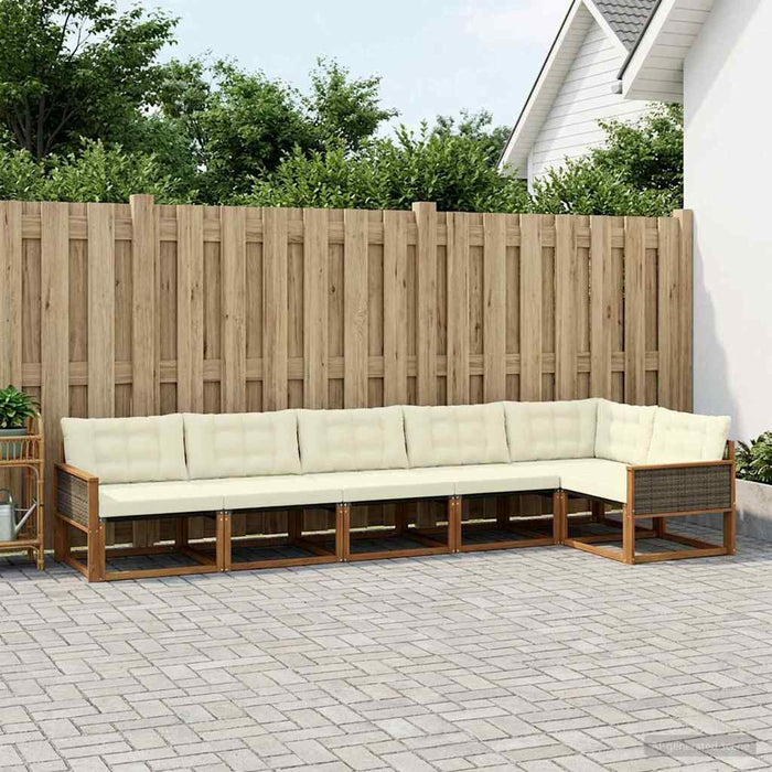 Set de canapele de exterior cu pernă 6 pcs Natural și Crem WALTI