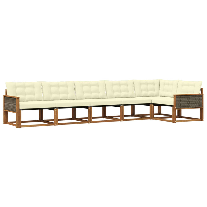 Set de canapele de exterior cu pernă 6 pcs Natural și Crem WALTI