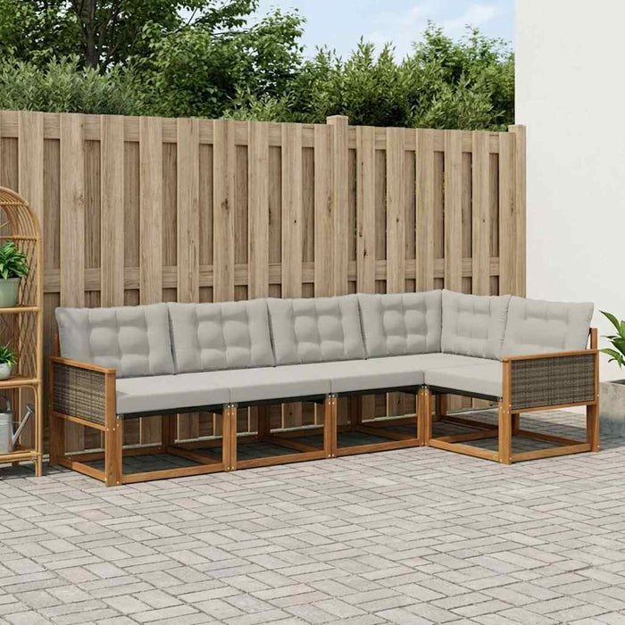 Set de canapele de exterior 6 pcs Natural și gri deschis WALTI