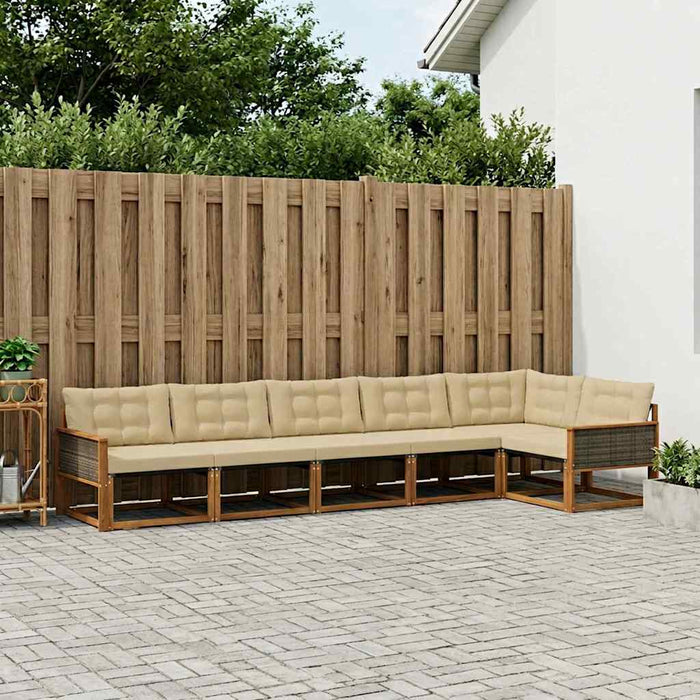 Set de canapele de exterior cu pernă 6 pcs Natural și Bej WALTI