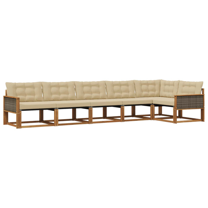 Set de canapele de exterior cu pernă 6 pcs Natural și Bej WALTI