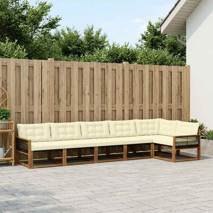 Set de canapele de exterior cu pernă 6 pcs Natural și Crem WALTI