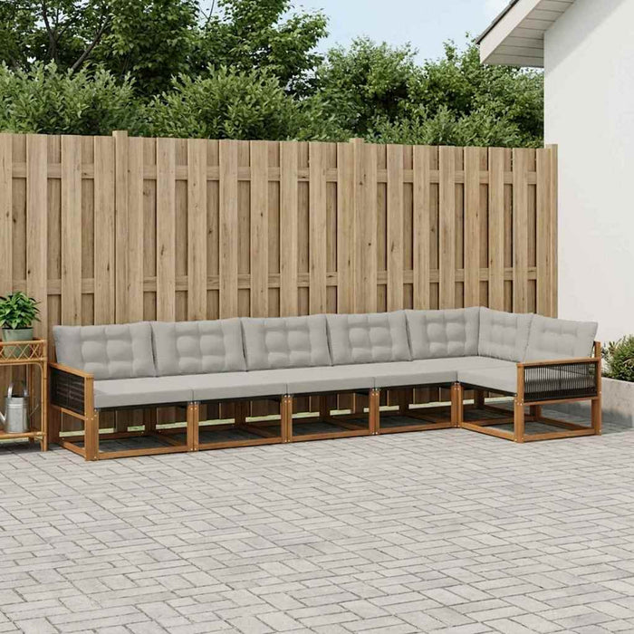 Set de canapele de exterior 6 pcs Natural și gri deschis WALTI