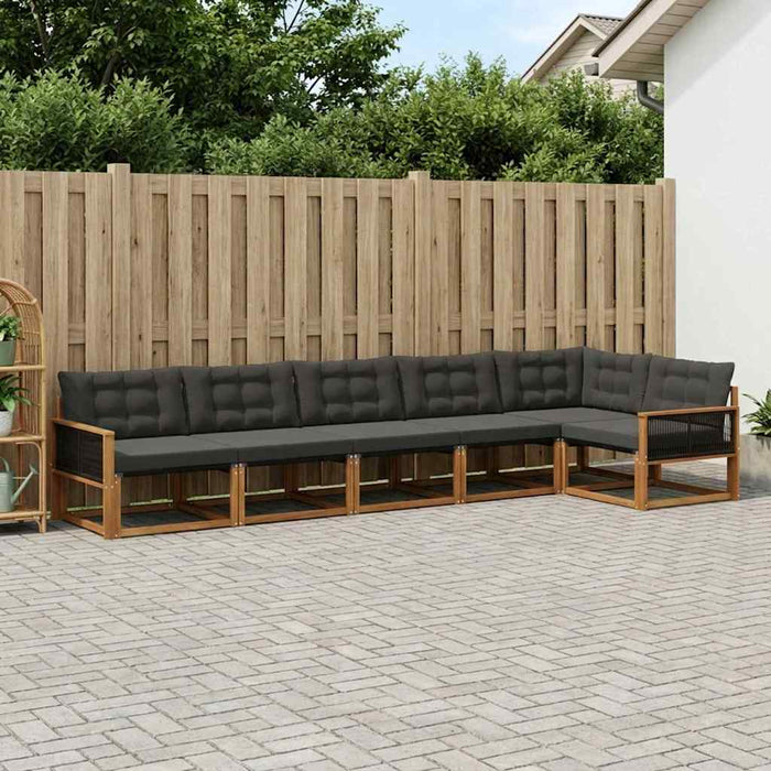 Set de canapele de exterior cu pernă 6 pcs Natural și Negru WALTI