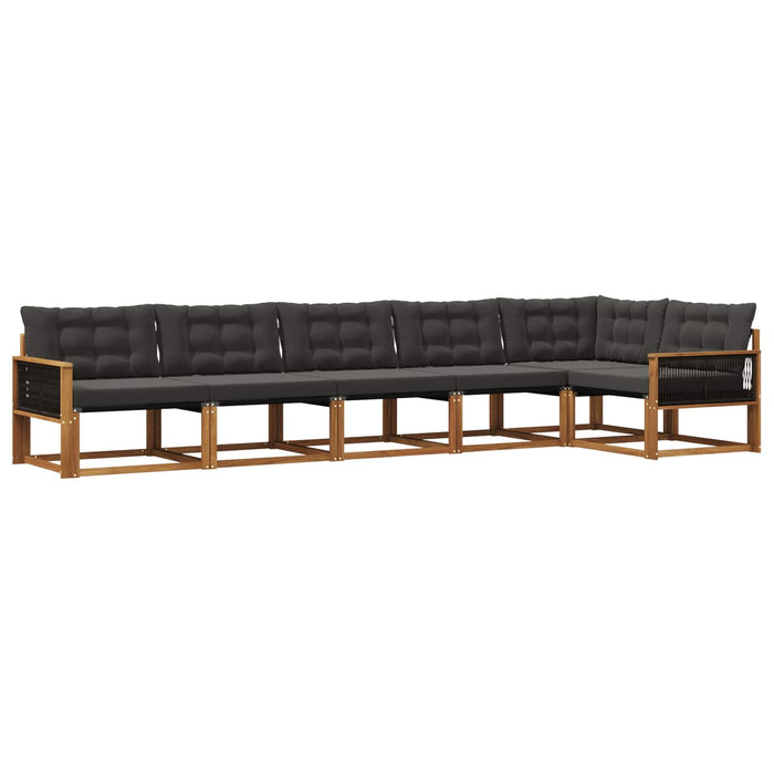 Set de canapele de exterior cu pernă 6 pcs Natural și Negru WALTI