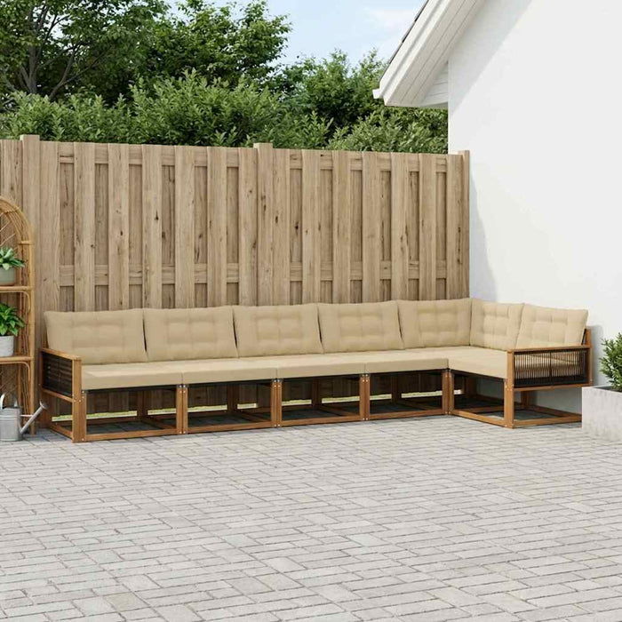 Set de canapele de exterior cu pernă 6 pcs Natural și Bej WALTI
