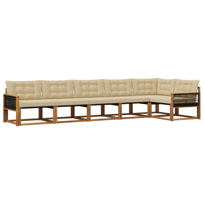 Set de canapele de exterior cu pernă 6 pcs Natural și Bej WALTI