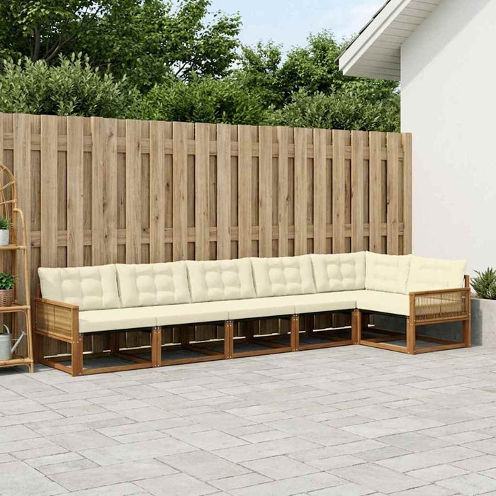 Set de canapele de exterior cu pernă 6 pcs Natural și Crem WALTI