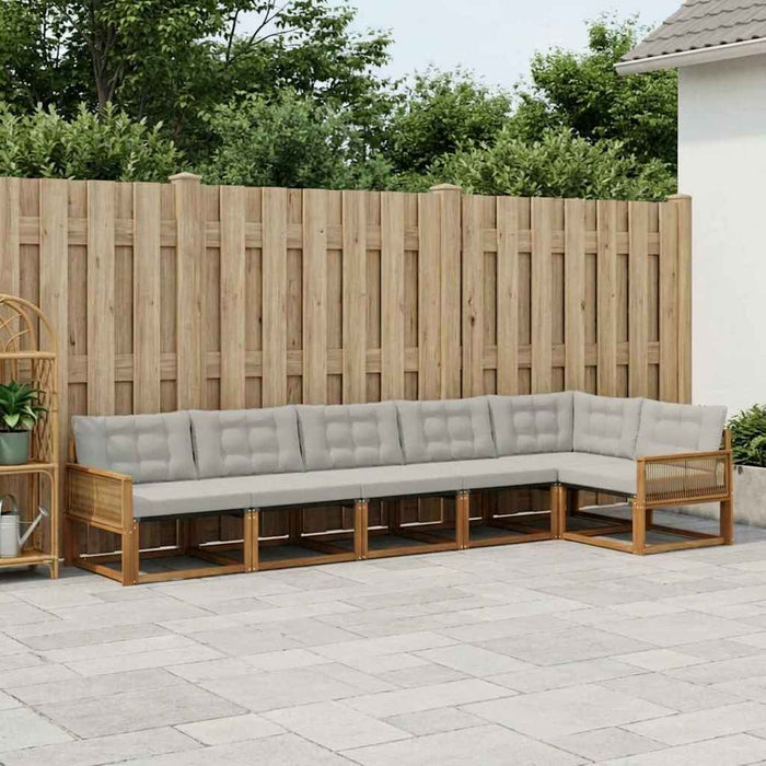 Set de canapele de exterior 6 pcs Natural și gri deschis WALTI
