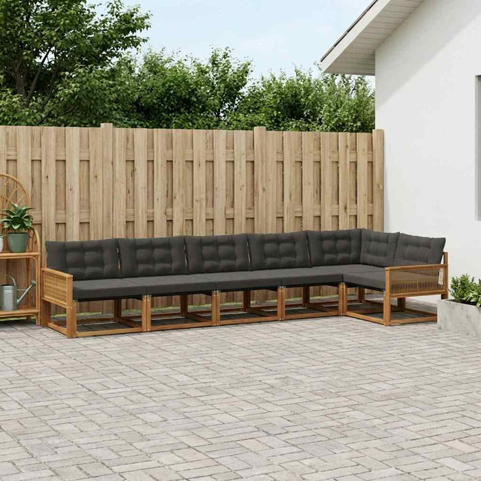 Set de canapele de exterior cu pernă 6 pcs Natural și Negru WALTI