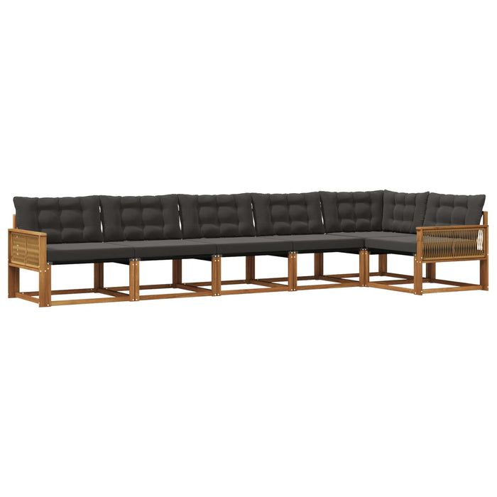 Set de canapele de exterior cu pernă 6 pcs Natural și Negru WALTI