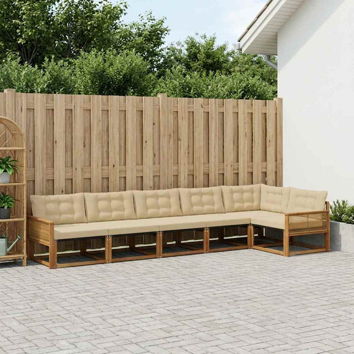 Set de canapele de exterior cu pernă 6 pcs Natural și Bej WALTI
