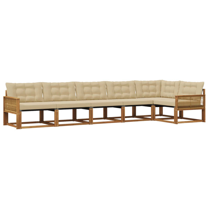 Set de canapele de exterior cu pernă 6 pcs Natural și Bej WALTI