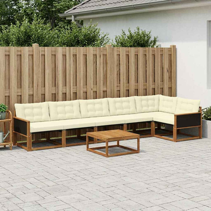 Set de canapele de exterior cu pernă 7 pcs Natural și Crem WALTI