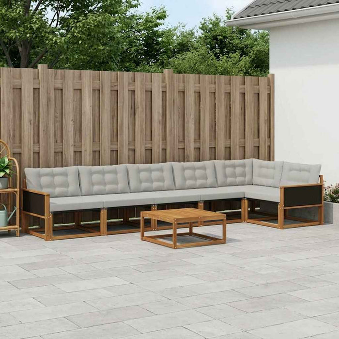 Set de canapele de exterior 7 pcs Natural și gri deschis WALTI