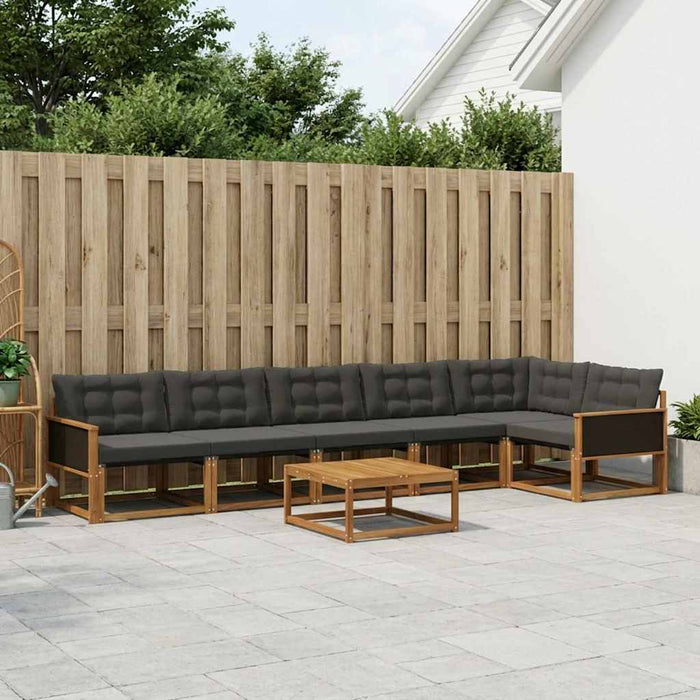 Set de canapele de exterior cu pernă 7 pcs Natural și Negru WALTI